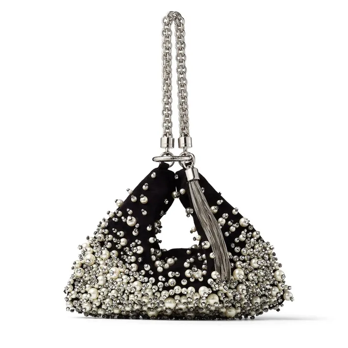 Callie Black Suede Clutch Bag With Dgrad Pearl Embroidery Black Women JIMMY CHOO Clutch Bags Callie Black Suede Clutch Bag With Dgrad Pearl Embroidery Black Women JIMMY CHOO Clutch Bags