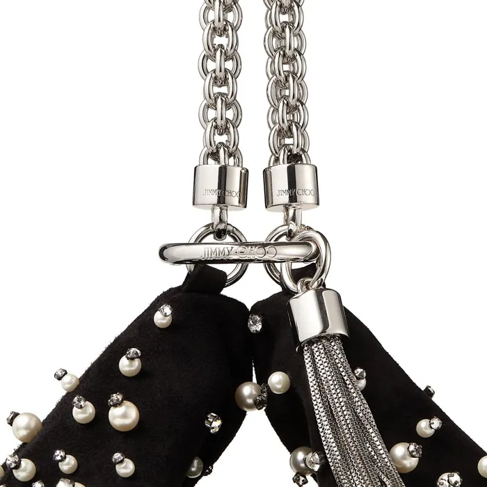 Callie Black Suede Clutch Bag With Dgrad Pearl Embroidery Black Women JIMMY CHOO Clutch Bags