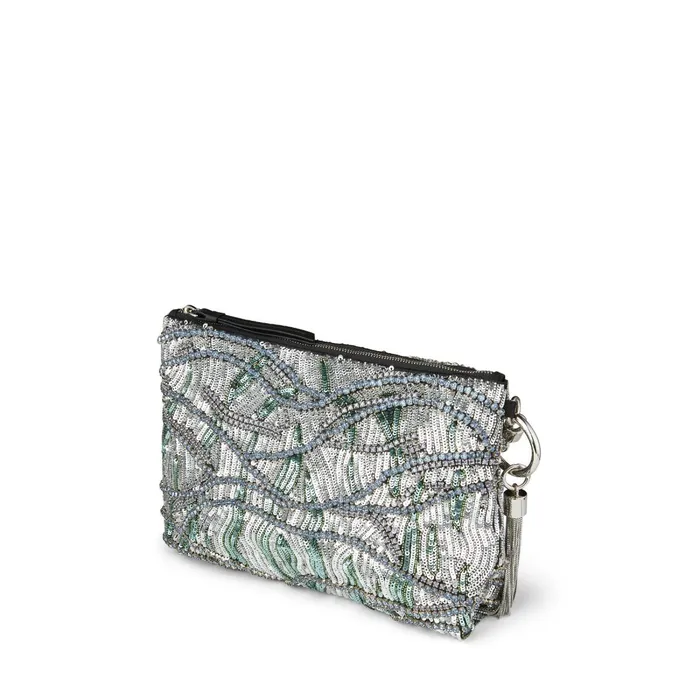 Callie Silver Satin Clutch Bag With Bead And Crystal Embroidery Silver Mix Women JIMMY CHOO Clutch Bags