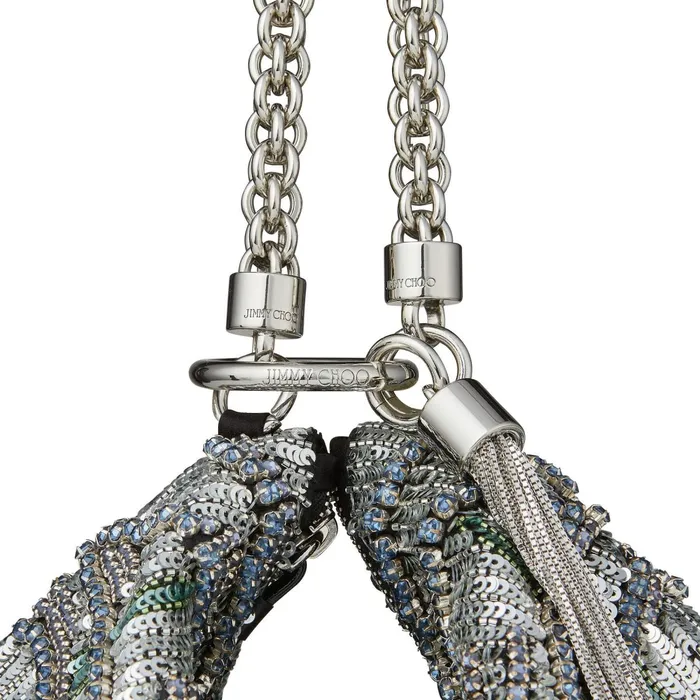 Callie Silver Satin Clutch Bag With Bead And Crystal Embroidery Silver Mix Women JIMMY CHOO Clutch Bags