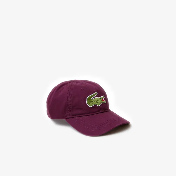 Caps and Hats Lacoste Mens Big Croc Gabardine Cap Bordeaux On Sale