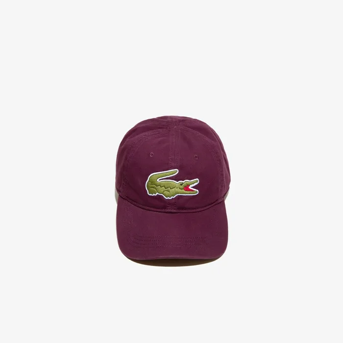 Caps and Hats Lacoste Mens Big Croc Gabardine Cap Bordeaux On Sale