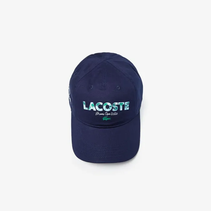 Caps and Hats Lacoste Mens SPORT Miami Open Print Cotton Cap Navy BlueWhite Online Outlet Store