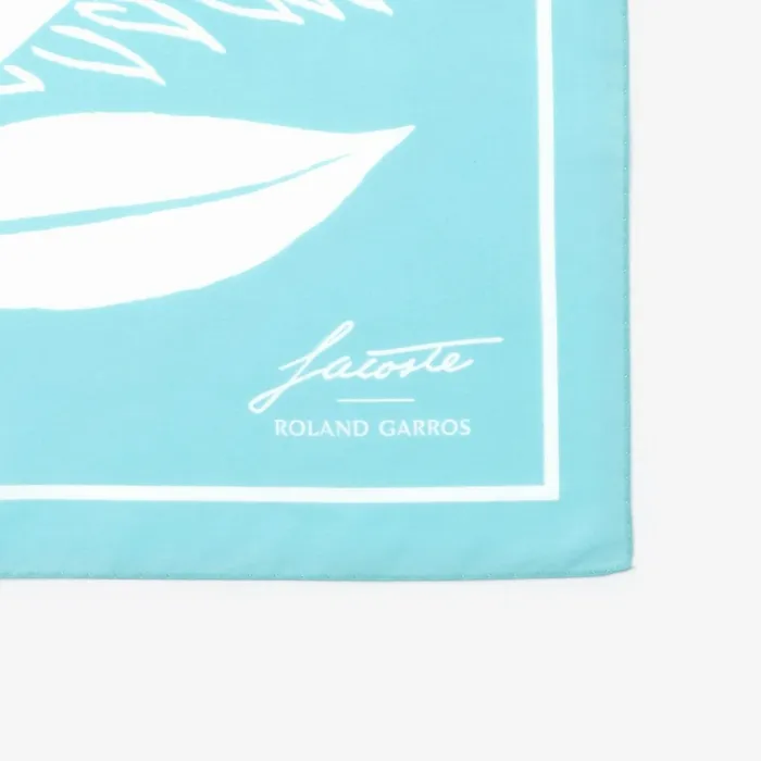 Caps and Hats Lacoste Mens SPORT Roland Garros Edition Print Cotton Bandana TurquoiseWhite Online Store