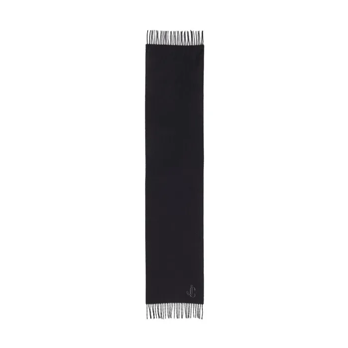 Charles Black Recycled Cashmere Scarf With Jc Embroidery S200 Black Men JIMMY CHOO Scarf
