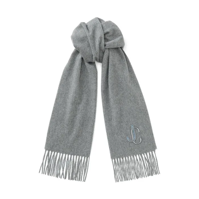 Charles Light Grey Recycled Cashmere Scarf With Jc Embroidery S230 Light Grey Men JIMMY CHOO Scarf Charles Light Grey Recycled Cashmere Scarf With Jc Embroidery S230 Light Grey Men JIMMY CHOO Scarf