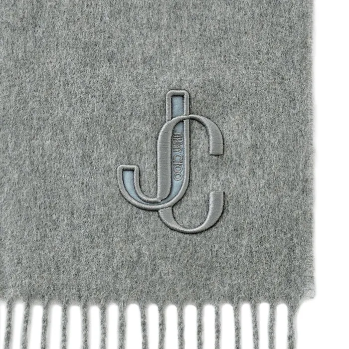 Charles Light Grey Recycled Cashmere Scarf With Jc Embroidery S230 Light Grey Men JIMMY CHOO Scarf