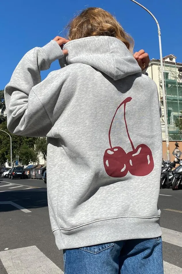 Cherry Hoodie Women Subdued Hoodies and Sweats