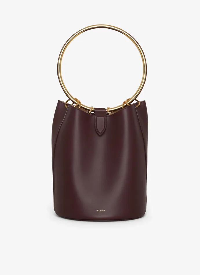 Chocolate RING LARGE BUCKET BAG IN CALFSKIN Women Alaa CrossBody Bags