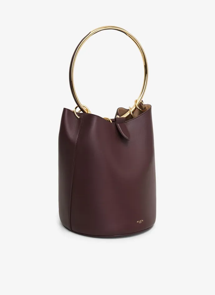 Chocolate RING LARGE BUCKET BAG IN CALFSKIN Women Alaa CrossBody Bags