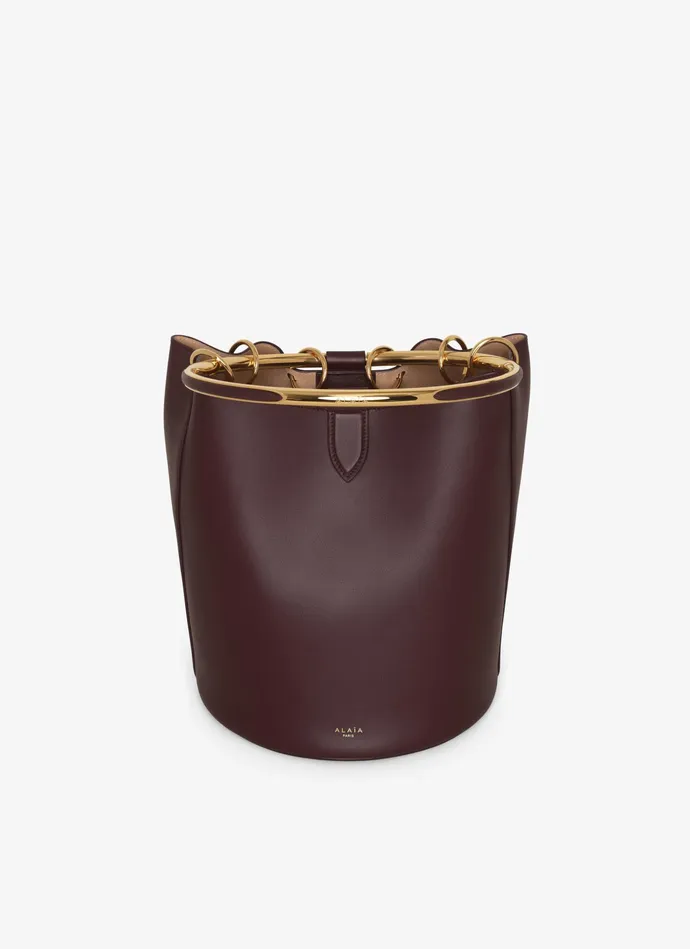 Chocolate RING LARGE BUCKET BAG IN CALFSKIN Women Alaa CrossBody Bags