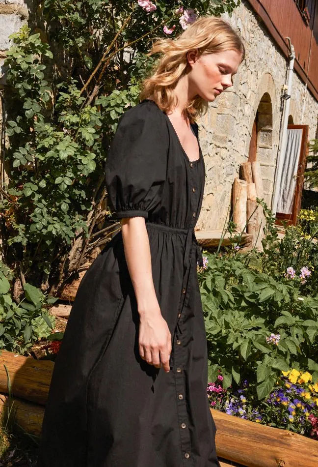 Ciao Lucia Albertine Black Cotton Dress Women Long Dresses