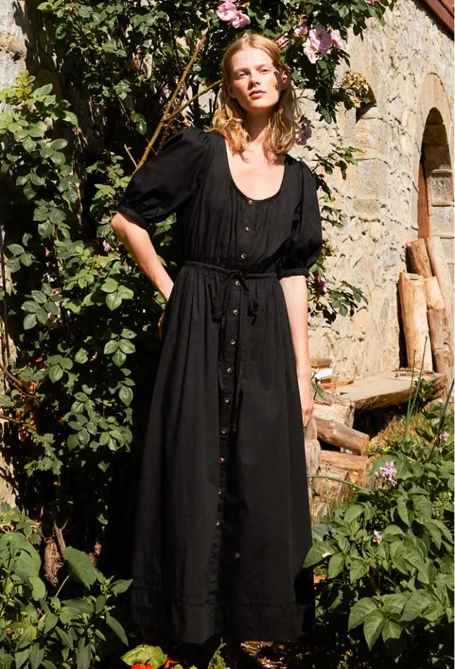Ciao Lucia Albertine Black Cotton Dress Women Long Dresses