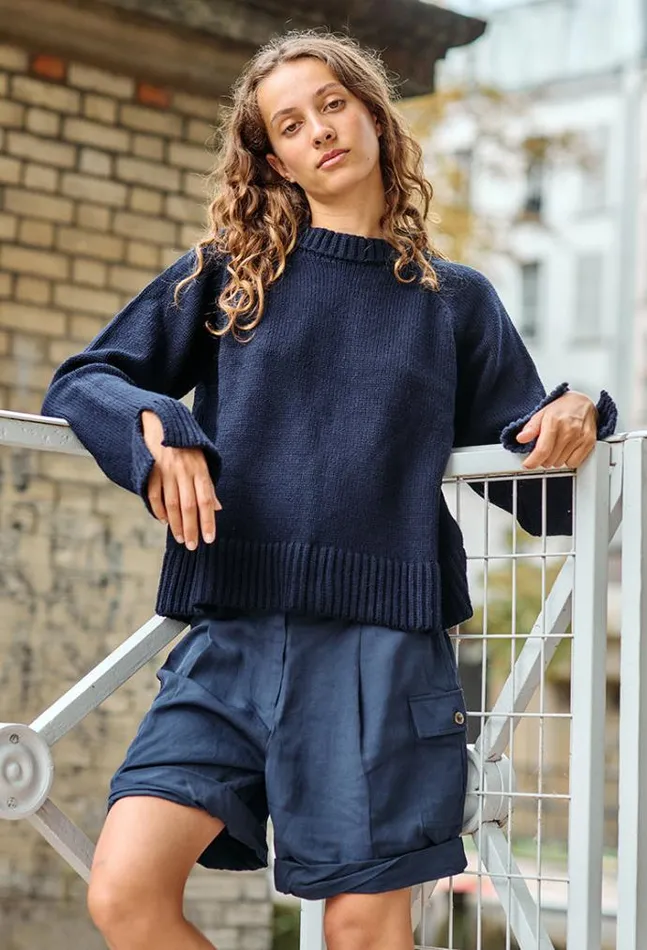 Ciao Lucia Ali Long Navy Cargo Short Women Shorts