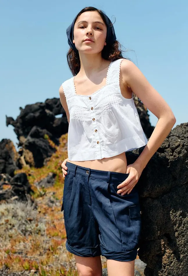 Ciao Lucia Ali Long Navy Cargo Short Women Shorts