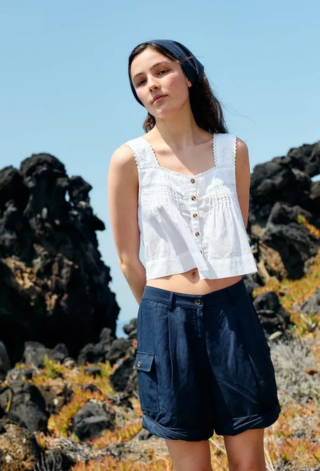 Ciao Lucia Ali Long Navy Cargo Short Women Shorts