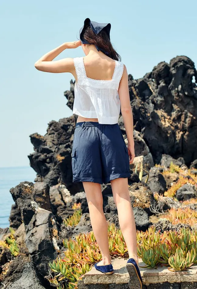 Ciao Lucia Ali Long Navy Cargo Short Women Shorts
