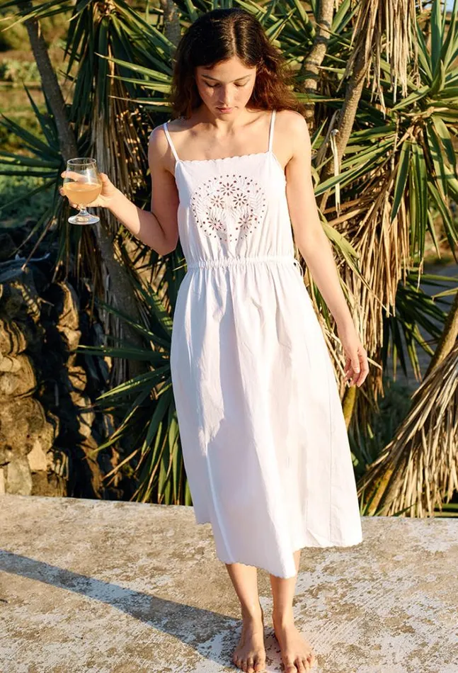 Ciao Lucia Celestine White Cotton Midi Dress Women Long Dresses