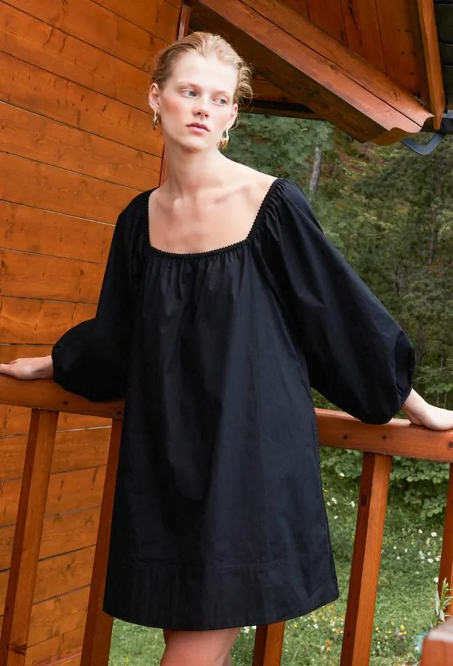 Ciao Lucia Dali Black Cotton Mini Dress Women Black Dresses