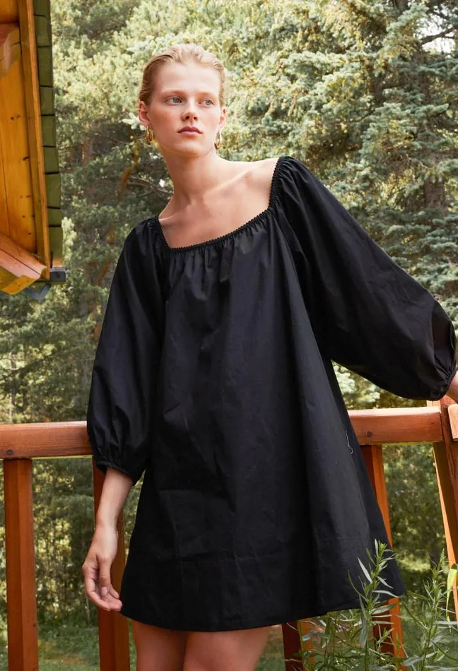 Ciao Lucia Dali Black Cotton Mini Dress Women Mini Dresses