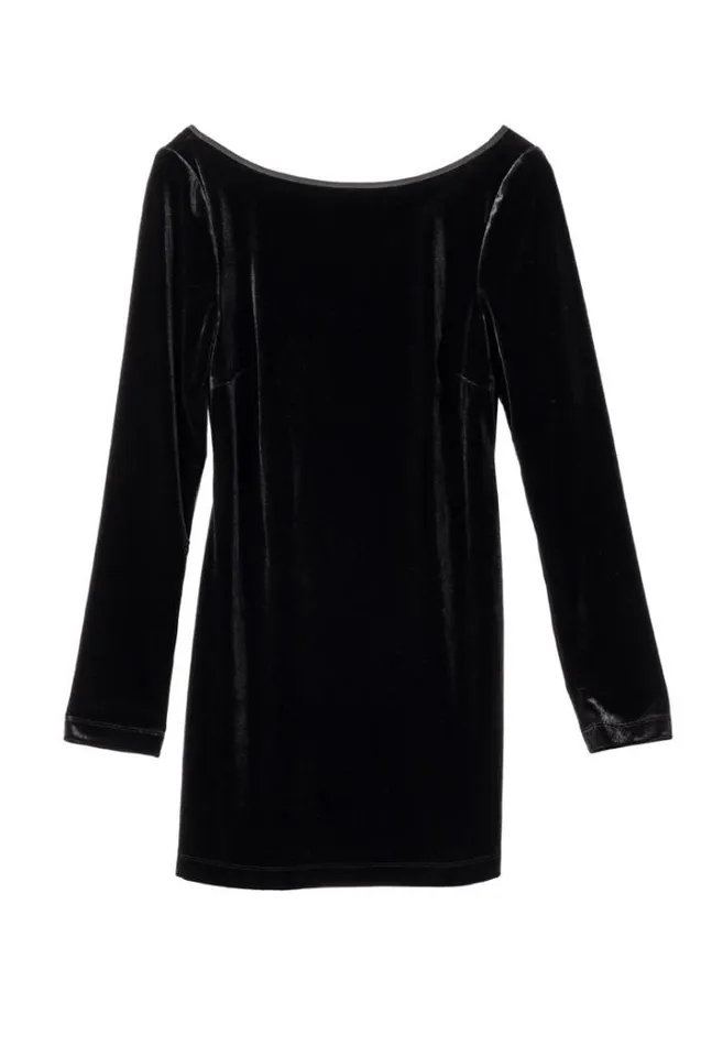 Ciao Lucia Genevieve Velvet Mini Dress With Bow Women Black Dresses