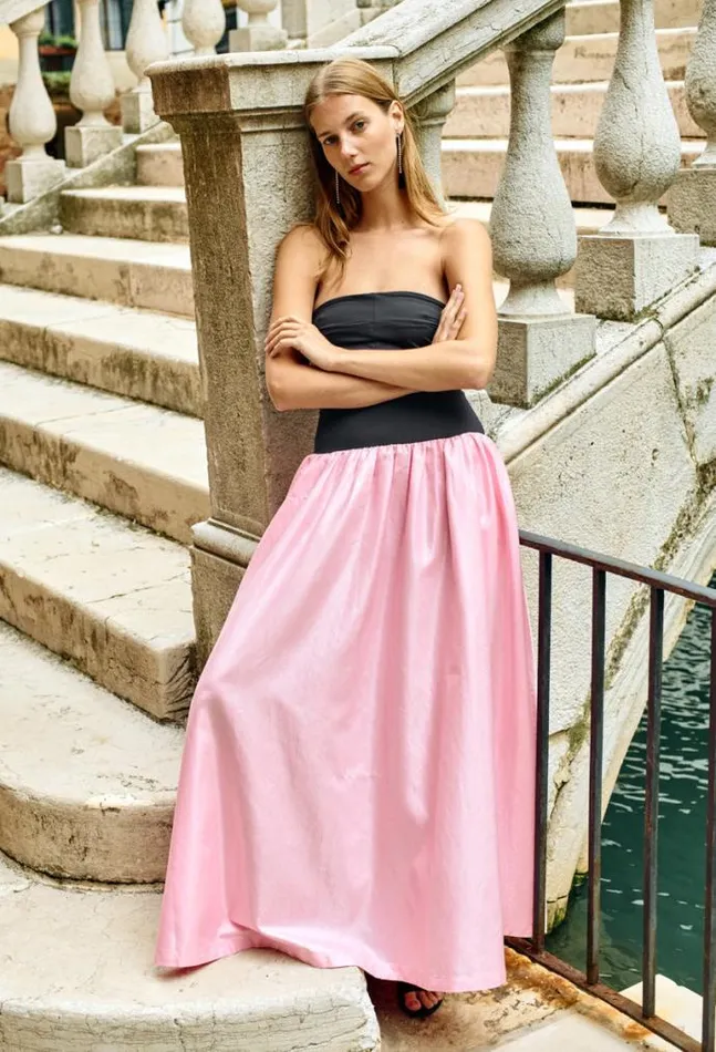 Ciao Lucia Giselle Pink Taffeta Maxi Dress Women Evening Dresses