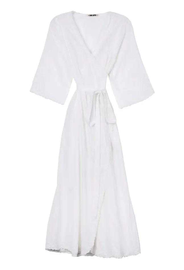 Ciao Lucia Lilou White Cotton Wrap Midi Dress Women Long Dresses
