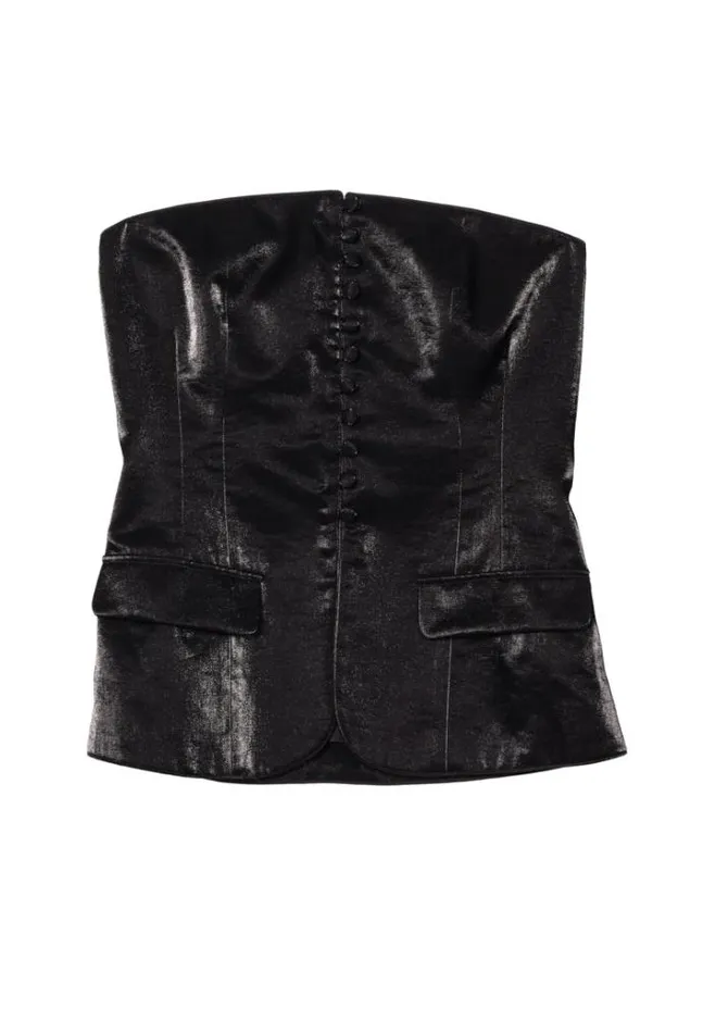 Ciao Lucia Melodie Black Taffeta Strapless Top Women Sleeveless Tops