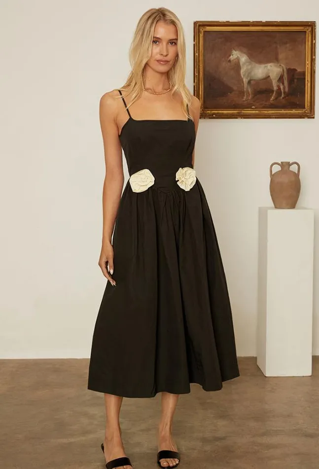 Ciao Lucia Neroni Dress Black Rosette Women Long Dresses