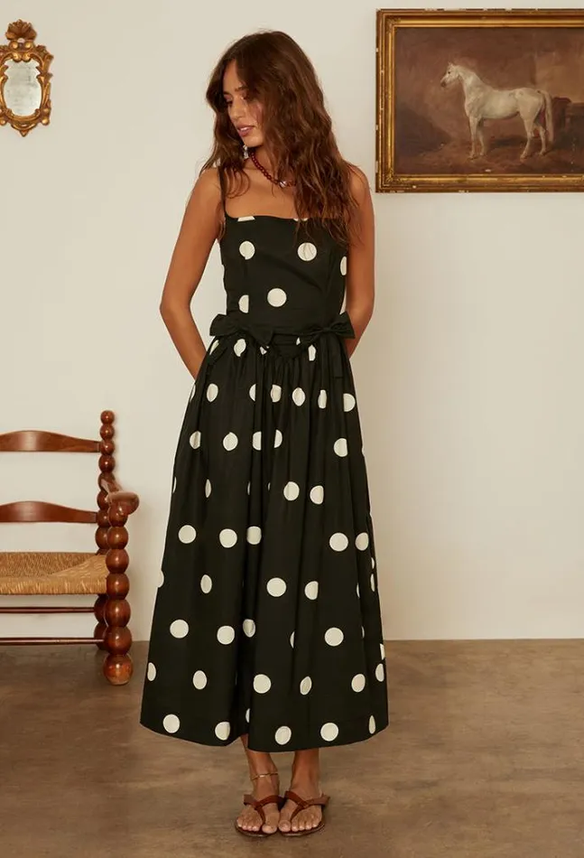 Ciao Lucia Neroni Dress Polka Dot With Bows Women Long Dresses