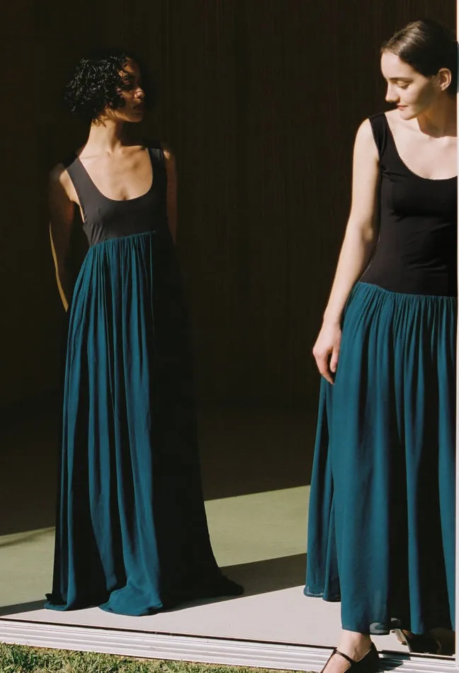 Ciao Lucia Ninette Navy Chiffon And Jersey Maxi Dress Women Long Dresses