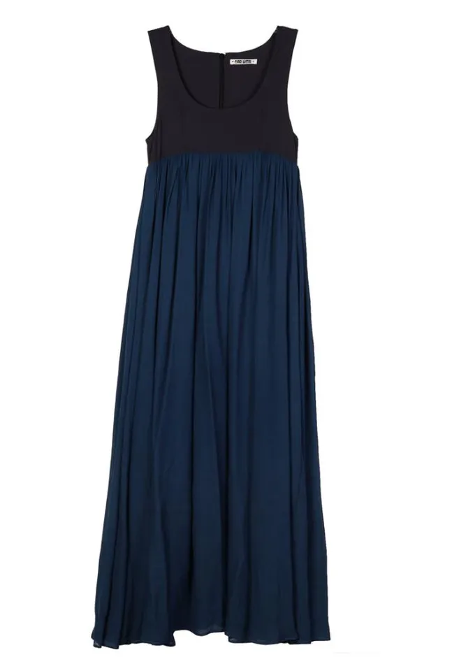 Ciao Lucia Ninette Navy Chiffon And Jersey Maxi Dress Women Long Dresses