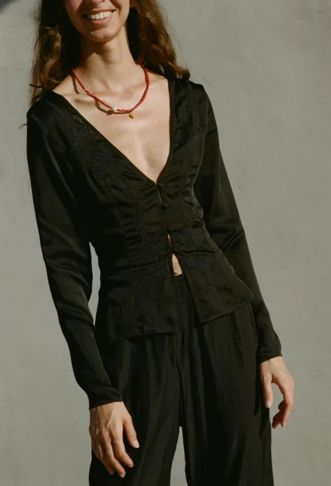 Ciao Lucia Online Aida Top Black Women Long Sleeve Tops