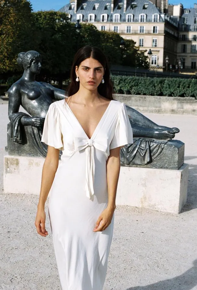 Ciao Lucia Online Brunello Dress Ivory Women Satin Dresses