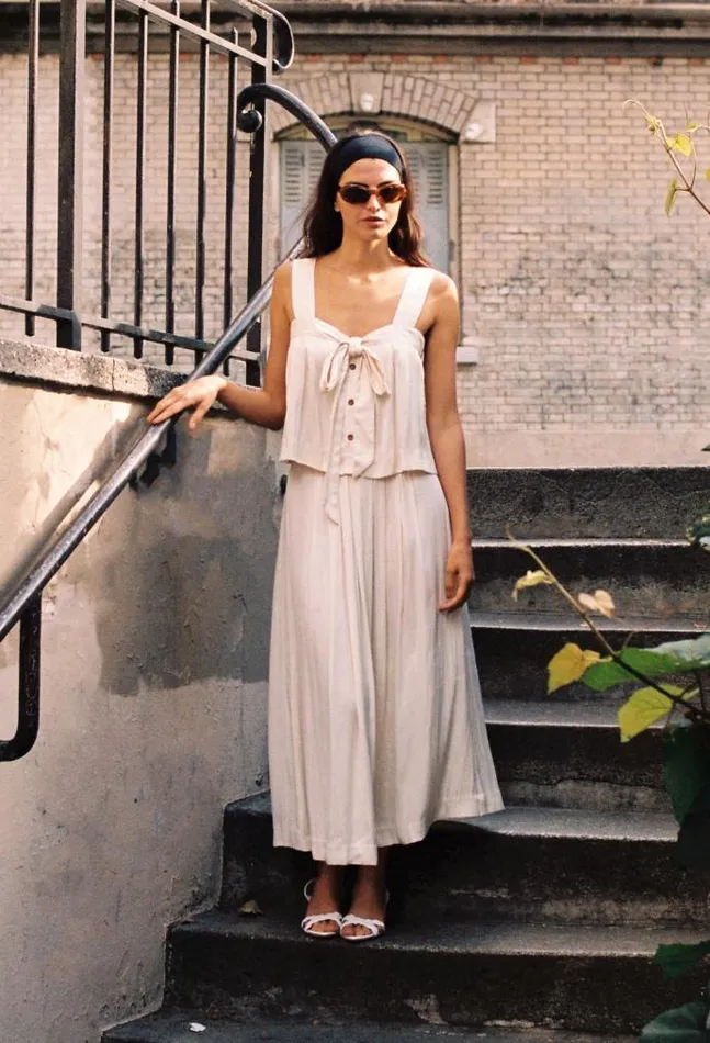 Ciao Lucia Online Josefa Top Ivory Women Sleeveless Tops