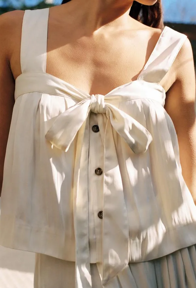 Ciao Lucia Online Josefa Top Ivory Women Sleeveless Tops