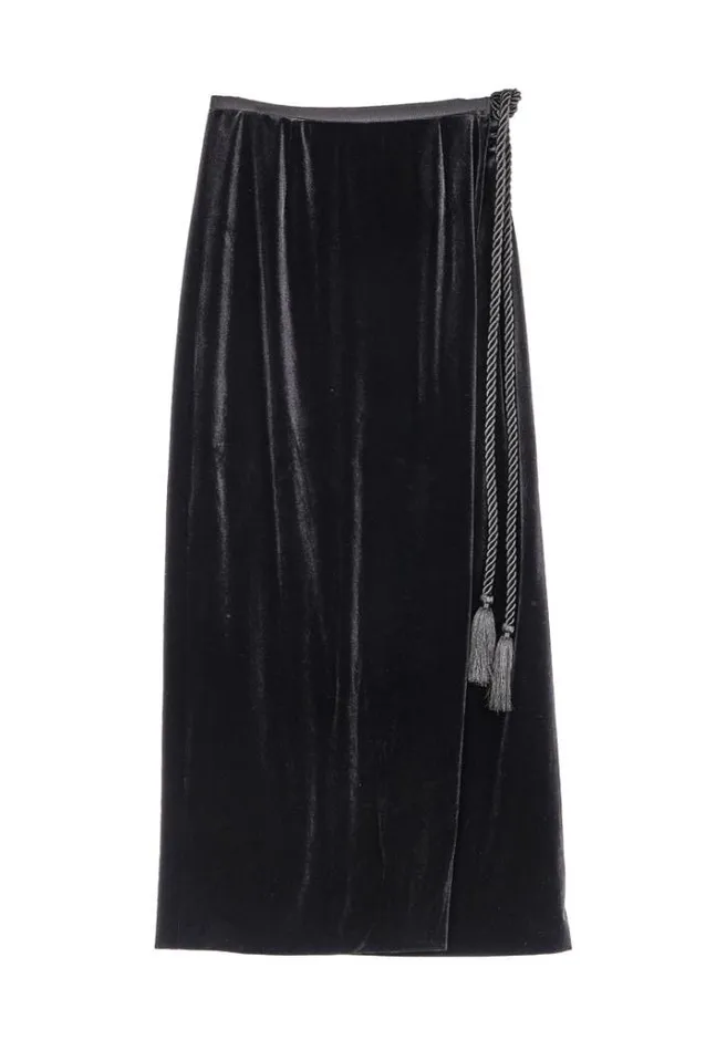 Ciao Lucia Online Luna Skirt Black Velvet Women Skirts