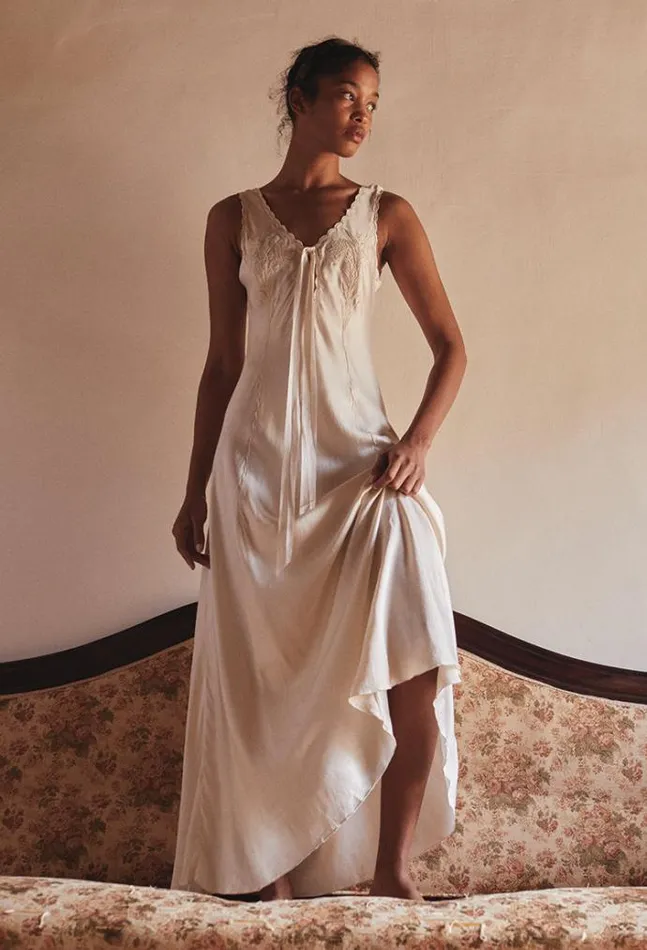 Ciao Lucia Online Serena Dress Cream Women Satin Dresses
