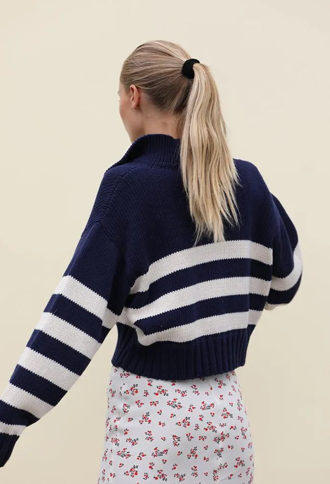 Ciao Lucia Online Venezia Polo NavyIvory Women Polo Sweaters