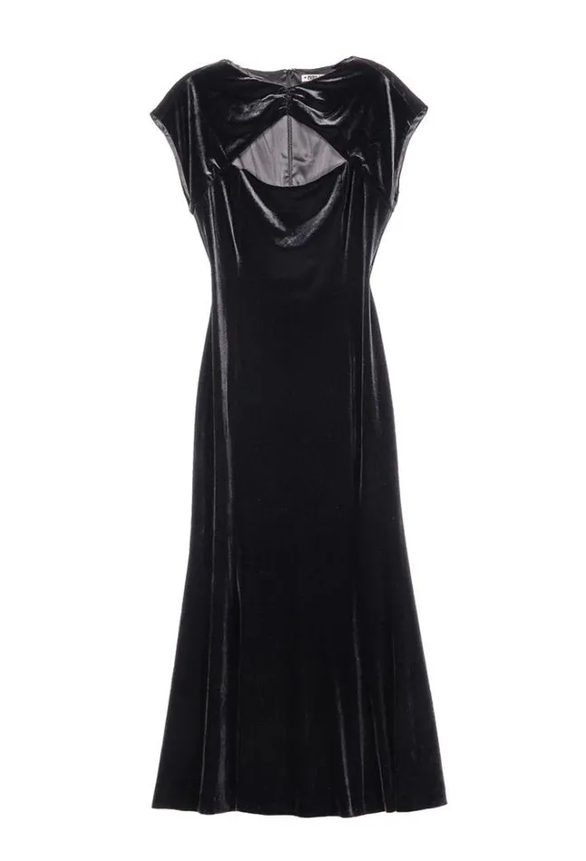 Ciao Lucia Online Violeta Dress Black Velvet Women Black Dresses