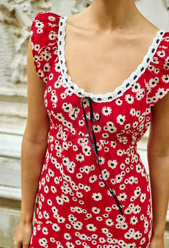 Ciao Lucia Violette Peony Print Cap Sleeved Midi Dress Women Long Dresses
