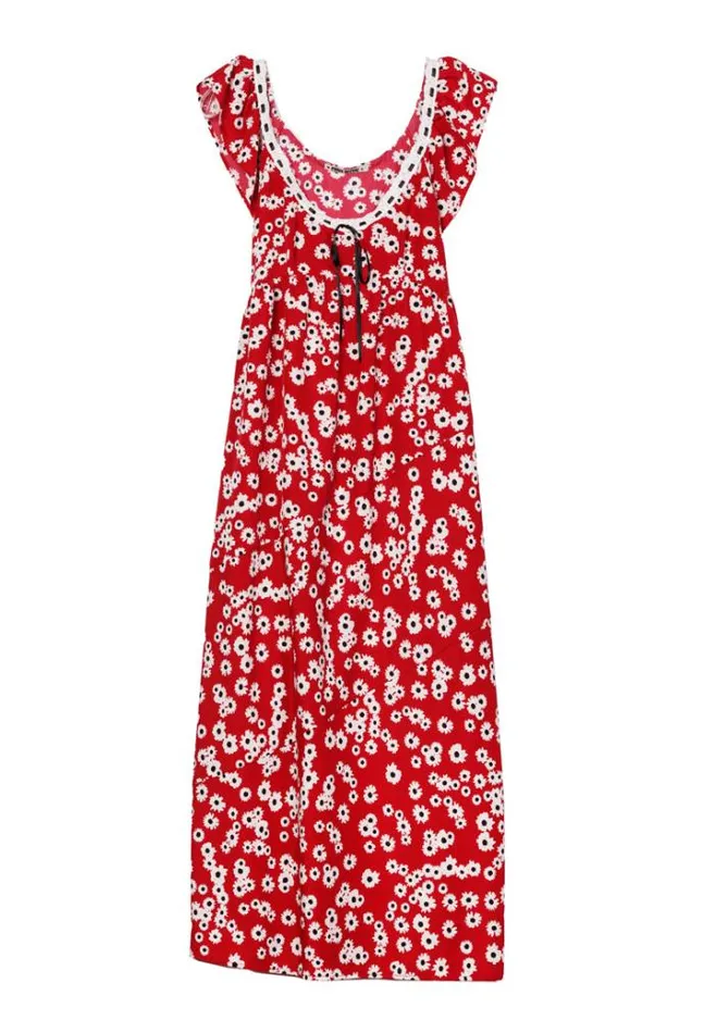 Ciao Lucia Violette Peony Print Cap Sleeved Midi Dress Women Long Dresses
