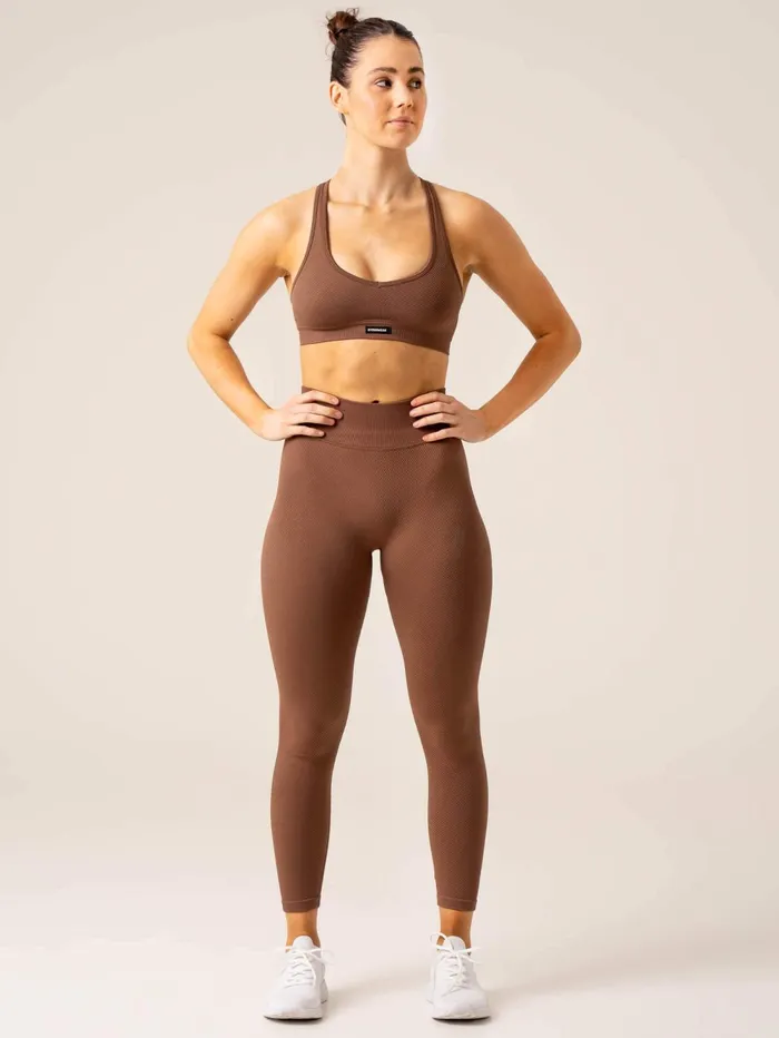 Circuit Rib Seamless High Waisted Leggings 8211 Chocolate Women Ryderwear Leggings