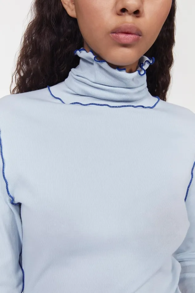 Cisne Rib Jersey Top Fog Blue Women Rodebjer Tops