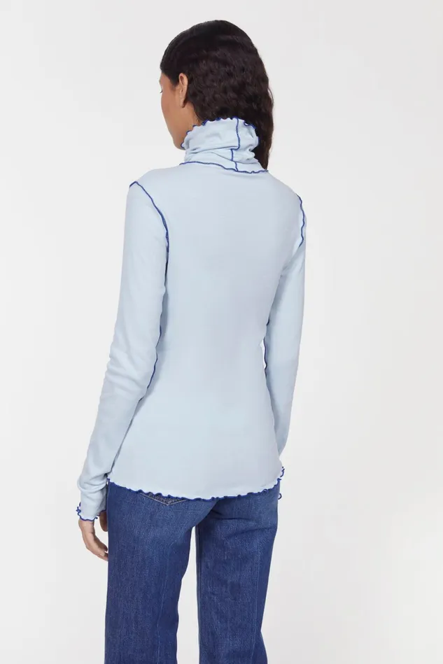 Cisne Rib Jersey Top Fog Blue Women Rodebjer Tops