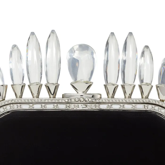 Cloud Black Velvet Clutch Bag With Crystal Crown Black Women JIMMY CHOO Clutch Bags