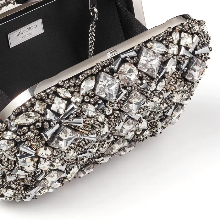 Cloud Geometric CrystalEmbroidered Suede Clutch Bag Crystal Women JIMMY CHOO Clutch Bags