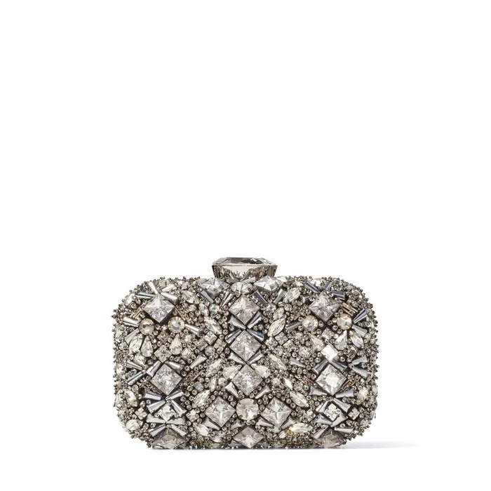 Cloud Geometric CrystalEmbroidered Suede Clutch Bag Crystal Women JIMMY CHOO Clutch Bags