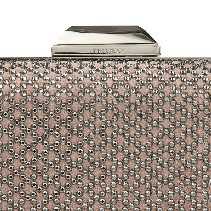 CloudXl BalletPink Suede Clutch Bag With Diamond Motif Crystal Hotfix Ballet Pink Women JIMMY CHOO Clutch Bags