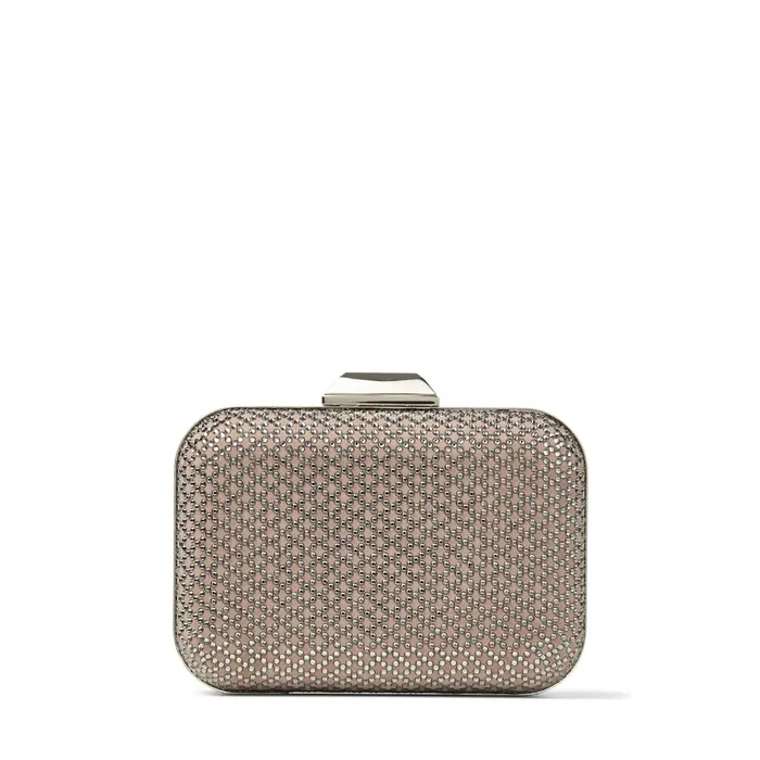 CloudXl BalletPink Suede Clutch Bag With Diamond Motif Crystal Hotfix Ballet Pink Women JIMMY CHOO Clutch Bags